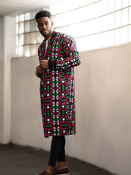 Abrigo africano en verde Ankara impresión- Festival Ropa