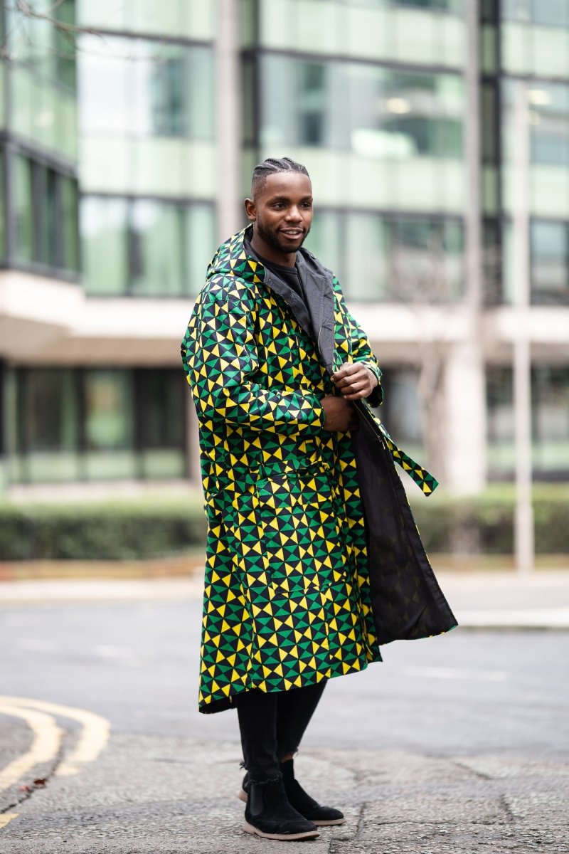 ジャケット・アウター GRANCY Patterned Long Trench Coat african-trench-coat-in-green-
