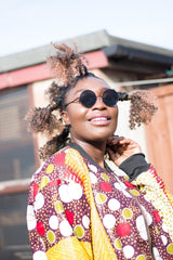 African Trench Coat in Orange Ankara Print - Festival Clothing - Continent Clothing 