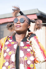 African Trench Coat in Orange Ankara Print - Festival Clothing - Continent Clothing 