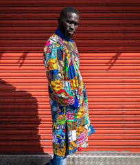 African Trench Coat in Patchwork- Festival Clothing - Continent Clothing 