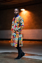 African Trench Coat in Patchwork- Festival Clothing - Continent Clothing 