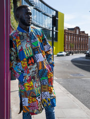 African Trench Coat in Patchwork- Festival Clothing - Continent Clothing 