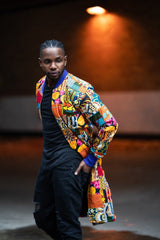 African Trench Coat in Patchwork- Festival Clothing - Continent Clothing 