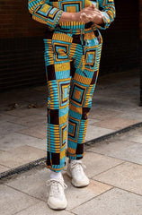 African Trousers In Blue Kente Print - Continent Clothing 