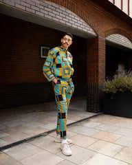 African Trousers In Blue Kente Print - Continent Clothing 