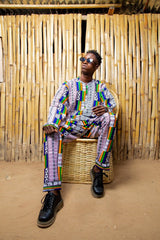 African Trousers In White Kente - The Continent Clothing