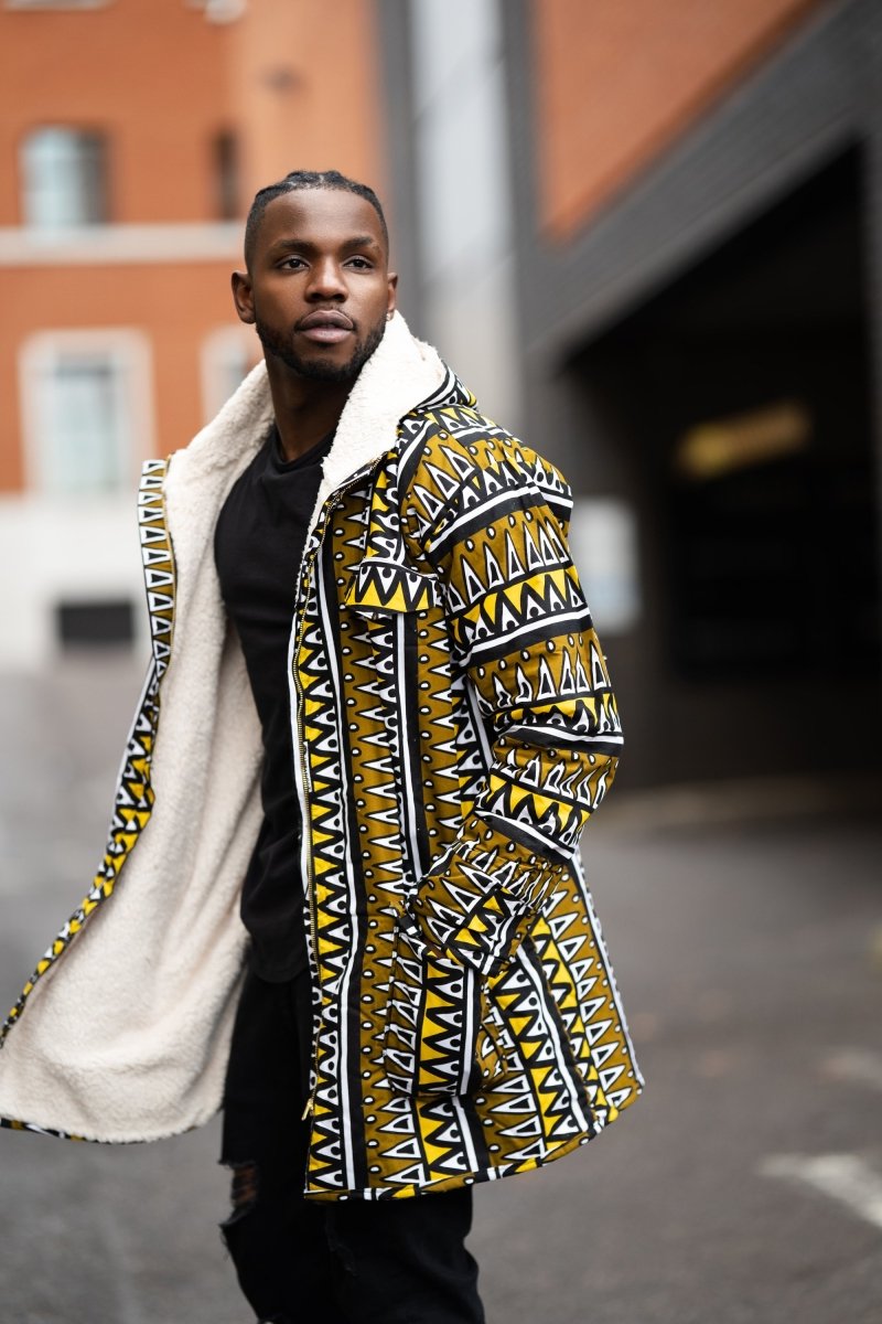 African Winter Coat In Mud Cloth / African Parka Made In Africa