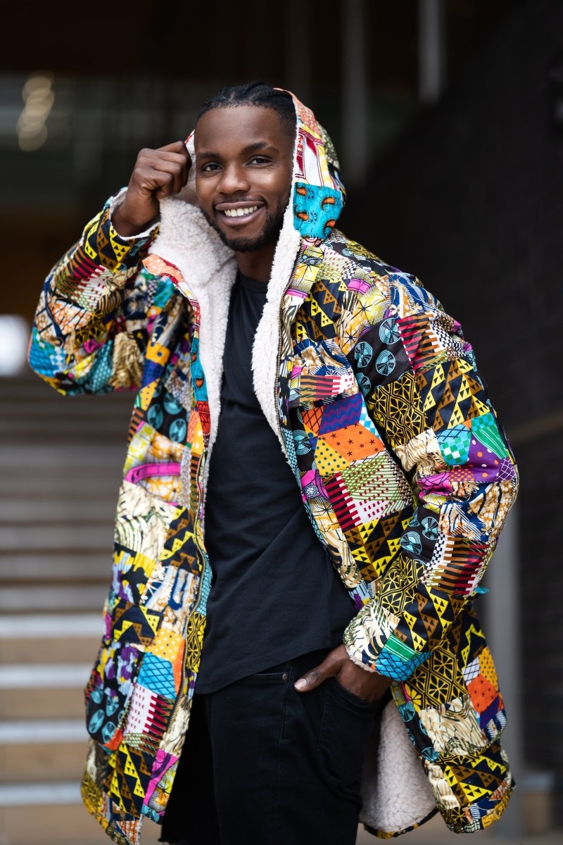 African Winter Coat in Patchwork / African Parka Made In Africa