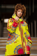 African Winter Jacket in Green Dashiki - Continent Clothing 