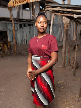 African Wrap Skirt in Electric Red