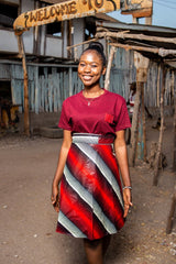 African Wrap Skirt in Electric Red - The Continent Clothing