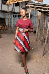 African Wrap Skirt in Electric Red - The Continent Clothing