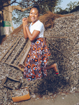 African Wrap Skirt, maxi In Mud Cloth