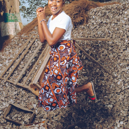 Gonna africana, gonna a portafoglio in stampa Dashiki blu - gonna da spiaggia