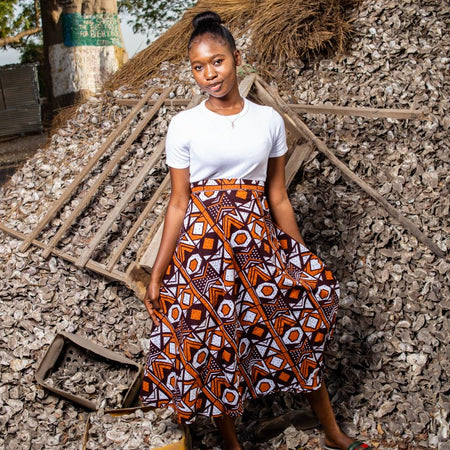 Gonna africana, gonna a portafoglio in stampa Dashiki blu - gonna da spiaggia