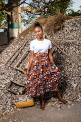 African Wrap Skirt, maxi In Mud Cloth - The Continent Clothing