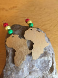 Afrocentric African Map Earrings made with recycled wood - Continent Clothing 