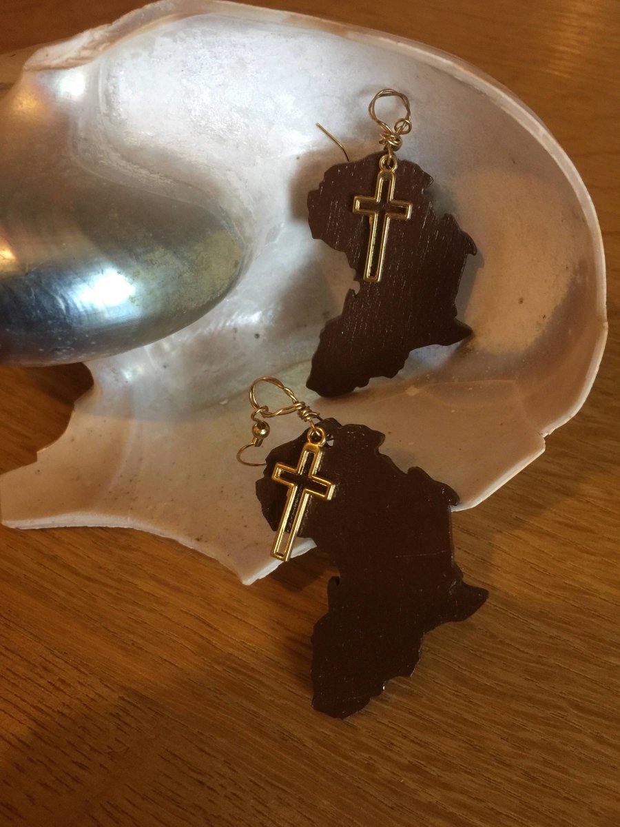 Afrocentric Earrings made with Recycled Wood - Continent Clothing 