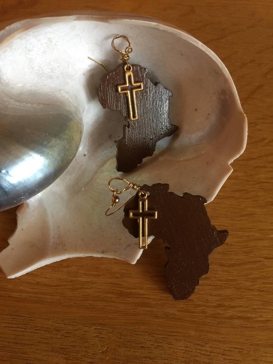 Afrocentric Earrings made with Recycled Wood - Continent Clothing 