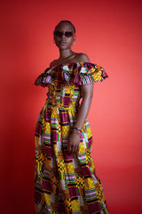 Amazing Kente African Maxi Dress - Continent Clothing 