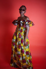 Amazing Kente African Maxi Dress - Continent Clothing 