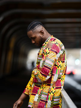 Increíble camisa Kente en amarillo