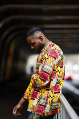 Amazing Kente Shirt in Yellow - Continent Clothing 