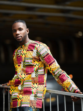 Increíble camisa Kente en amarillo