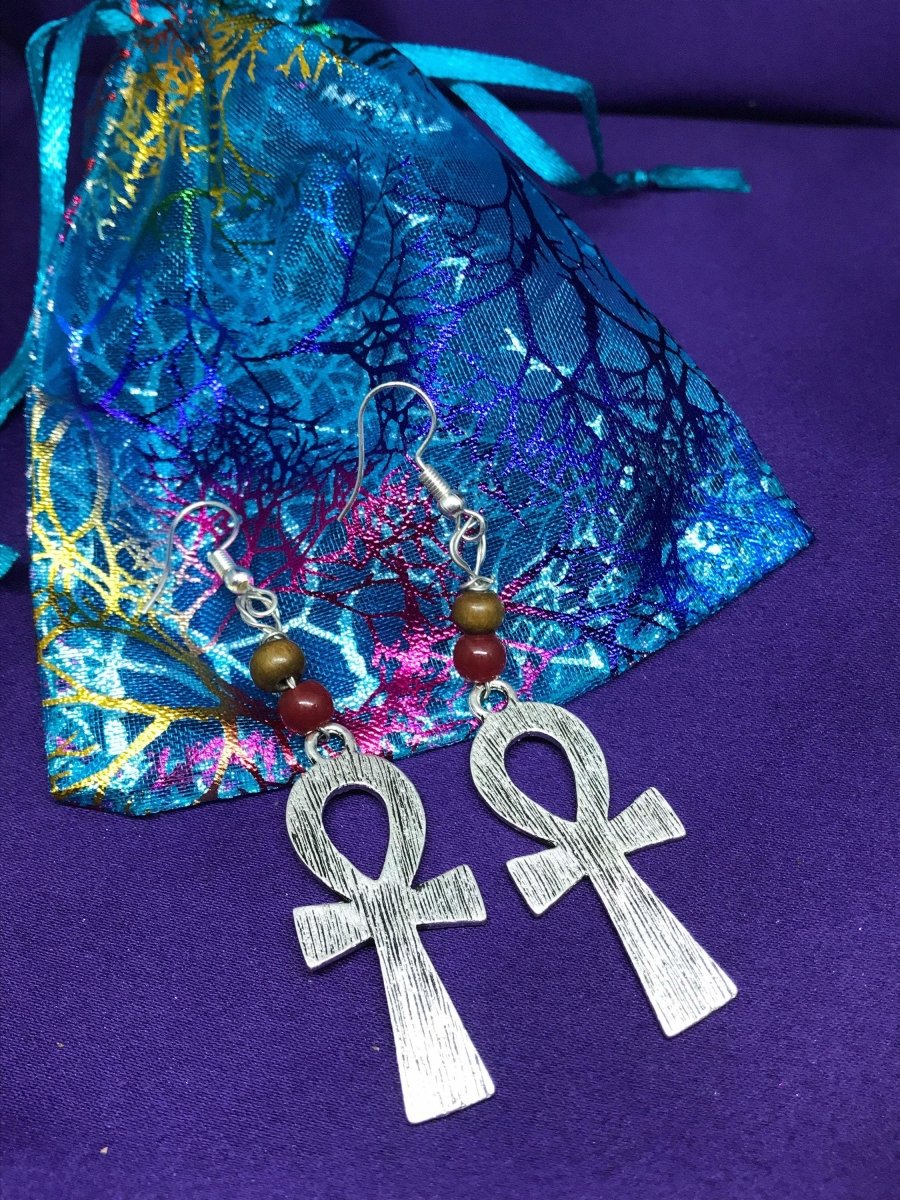 Ankh Charm Earrings Made with Silver - Continent Clothing 