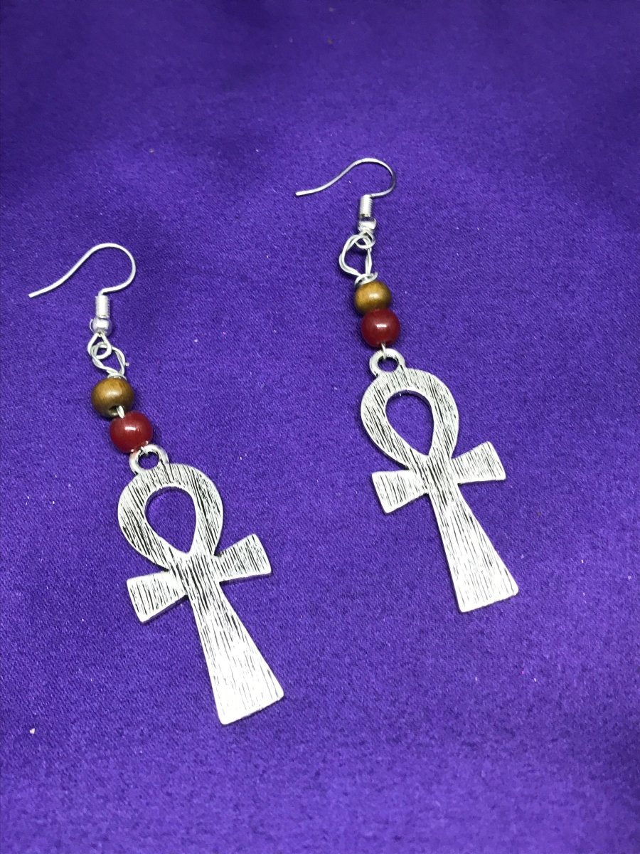 Ankh Charm Earrings Made with Silver - Continent Clothing 