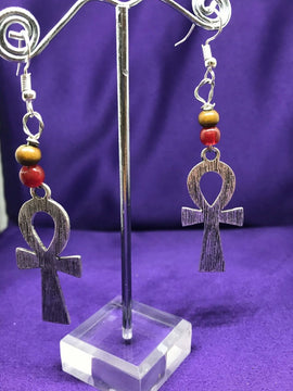 Ankh Charm Earrings Made with Silver