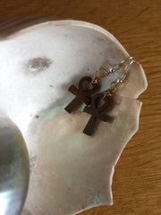 Ankh Earrings made with Recycled Wood - Continent Clothing 