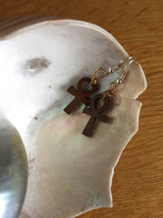 Ankh Earrings made with Recycled Wood - Continent Clothing 