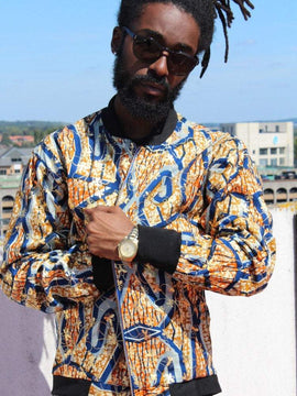 Aztec Jacket en Gold African Print, una gran chaqueta de verano