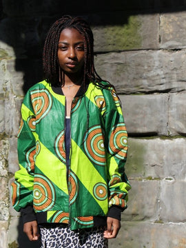 Aztec Jacket in Green African Print- Festival Clothing
