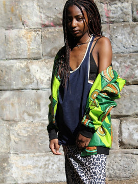 Aztec Jacket in Green African Print- Festival Clothing