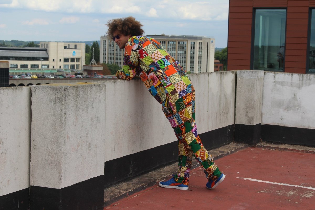 Aztec Patchwork Trouser made using offcuts- Zero waste Ethically made Clothing - Continent Clothing 