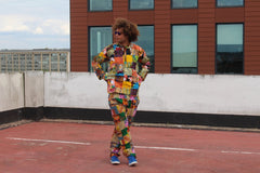 Aztec Patchwork Trouser made using offcuts- Zero waste Ethically made Clothing - Continent Clothing 