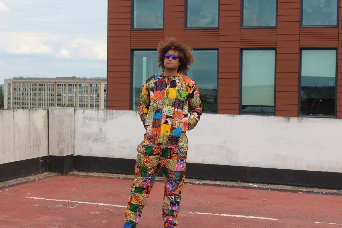 Aztec Patchwork Trouser made using offcuts- Zero waste Ethically made Clothing - Continent Clothing 