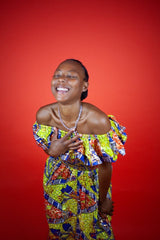 Beautiful African Midi Dress In Metallic Gold Blue - Continent Clothing 