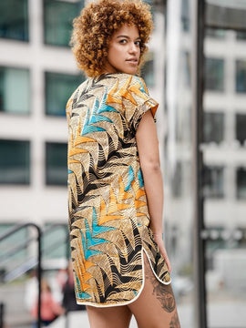 Beautiful African Print Dress In Metallic Gold