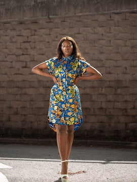 Schöne blaue Gold African Dress