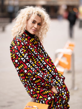 African Puffer Jacket In Electric Red