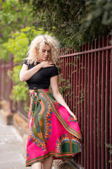 Pink Dashiki Maxi Skirt - Continent Clothing 