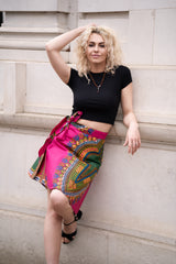 African Skirt in Electric Pink Dashiki - Continent Clothing 