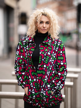 African Puffer Jacket In Electric Pink