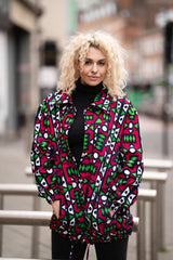 African Puffer Jacket In Electric Pink - Continent Clothing 