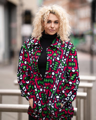 African Puffer Jacket In Electric Pink - Continent Clothing 