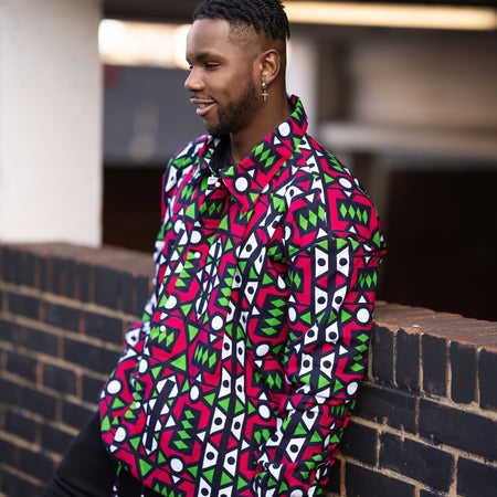 Hooded Jacket In Mud Cloth